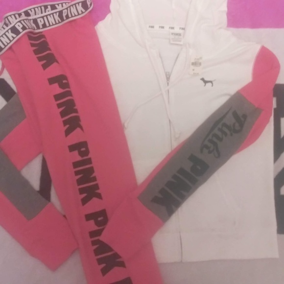 🆕NWT VICTORIAS SECRET PINK OUTFIT HOODIE/CAPRIS - Picture 8 of 8